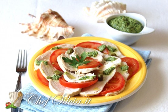 Carpaccio di pollo in salsa verde