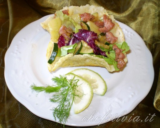 Cestini di grana padano con zucchine 