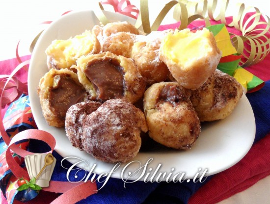 Frittelle di Carnevale crema e cioccolato