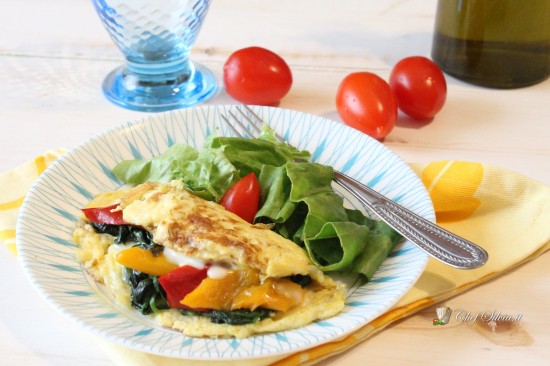 Omelette con verdure e burrata