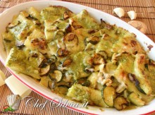 Paccheri  gratinati al pesto e zucchine