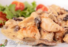 Petto di pollo con panna e funghi