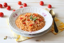 Risotto con zucca, peperoni e speck