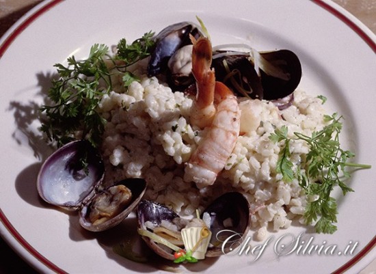 Risotto con vongole e scampi 