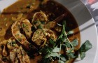 Zuppa di lenticchie, funghi e gamberi